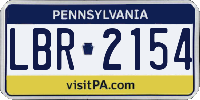 PA license plate LBR2154