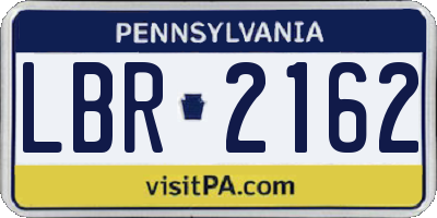 PA license plate LBR2162