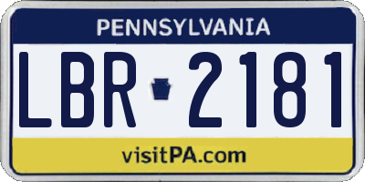 PA license plate LBR2181