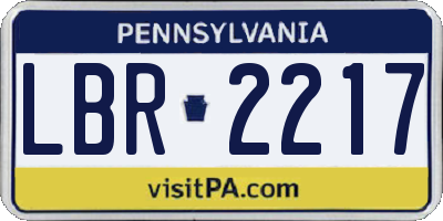 PA license plate LBR2217