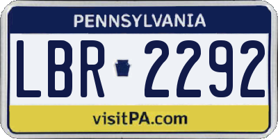 PA license plate LBR2292