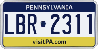 PA license plate LBR2311