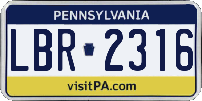 PA license plate LBR2316