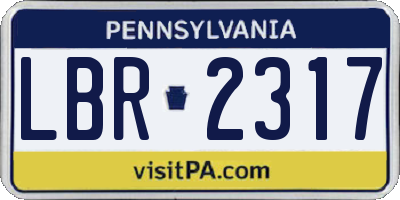 PA license plate LBR2317