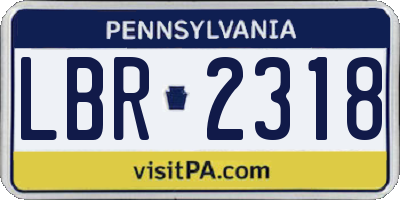 PA license plate LBR2318