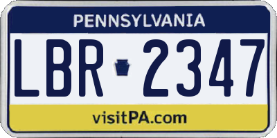 PA license plate LBR2347