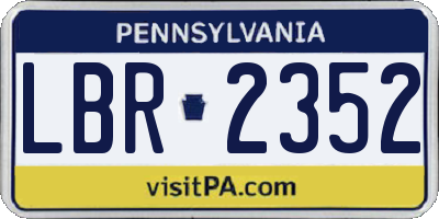 PA license plate LBR2352