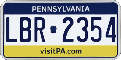 PA license plate LBR2354
