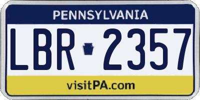 PA license plate LBR2357