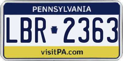 PA license plate LBR2363