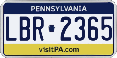 PA license plate LBR2365