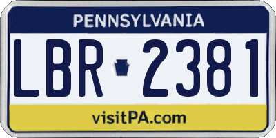 PA license plate LBR2381
