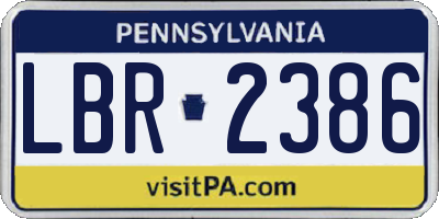 PA license plate LBR2386