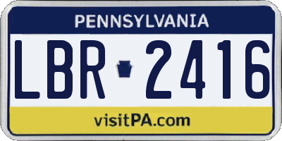 PA license plate LBR2416