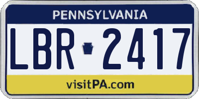 PA license plate LBR2417