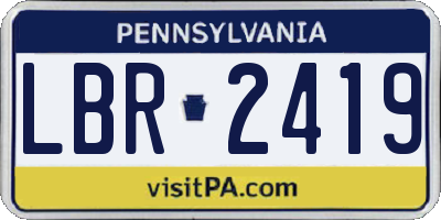 PA license plate LBR2419