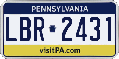PA license plate LBR2431