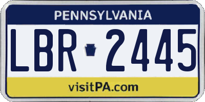 PA license plate LBR2445