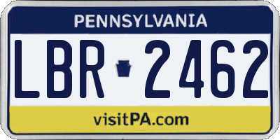 PA license plate LBR2462