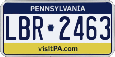 PA license plate LBR2463