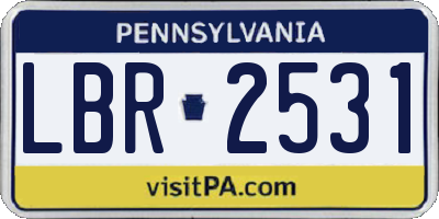 PA license plate LBR2531