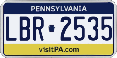 PA license plate LBR2535