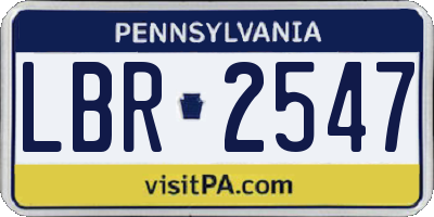 PA license plate LBR2547