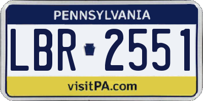 PA license plate LBR2551