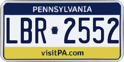 PA license plate LBR2552