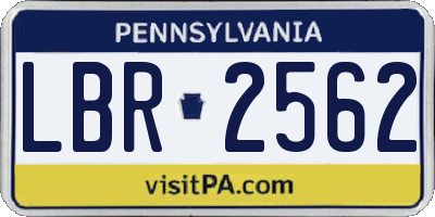 PA license plate LBR2562