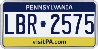PA license plate LBR2575