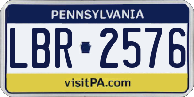 PA license plate LBR2576