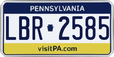 PA license plate LBR2585