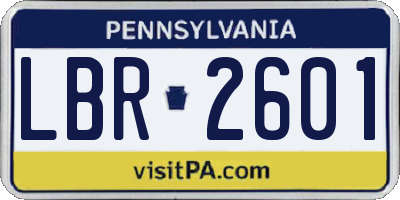 PA license plate LBR2601
