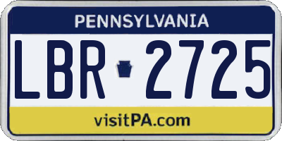 PA license plate LBR2725