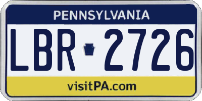 PA license plate LBR2726