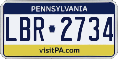 PA license plate LBR2734
