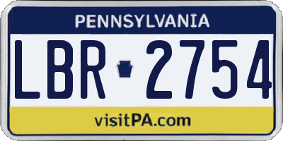 PA license plate LBR2754