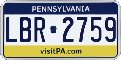PA license plate LBR2759