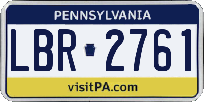 PA license plate LBR2761