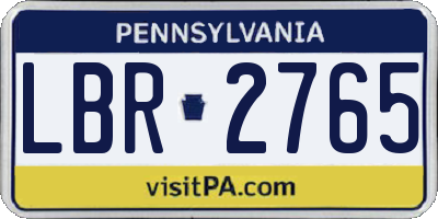 PA license plate LBR2765