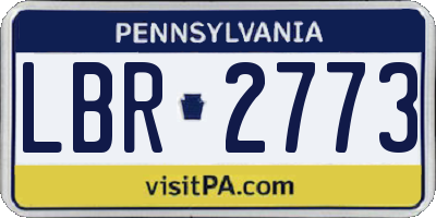 PA license plate LBR2773