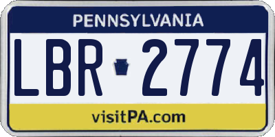 PA license plate LBR2774