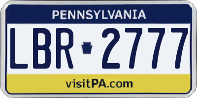 PA license plate LBR2777