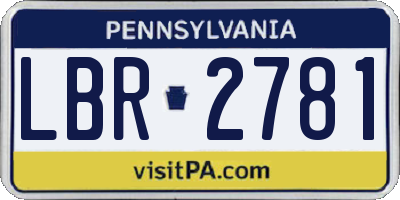 PA license plate LBR2781
