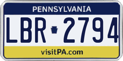 PA license plate LBR2794