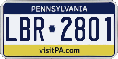 PA license plate LBR2801