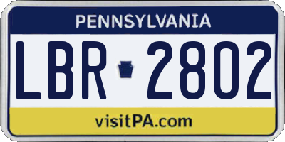 PA license plate LBR2802