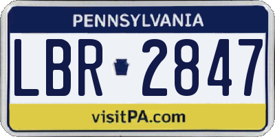 PA license plate LBR2847