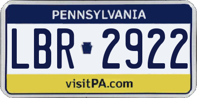 PA license plate LBR2922